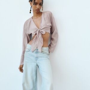 💟ZARA KNOTTED TEXTURED TOP